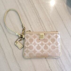 Coach Julia Op Art Gold Metallic Wristlet